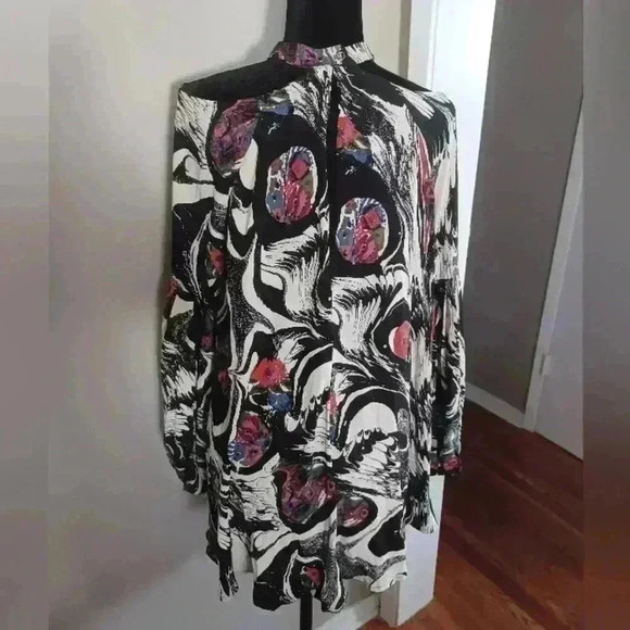 Free People Womens Drift Away Black Print Cold Shoulder Tunic Dress/ Top S - Picture 6 of 15